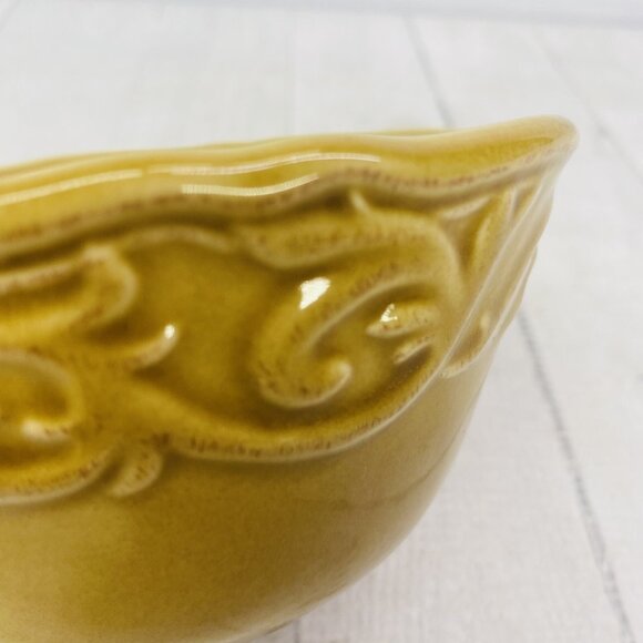 Chris Madden JC Penny CORVELLA GOLD  Embossed Scrolls Stoneware Bowls Set of 4 - Picture 14 of 16